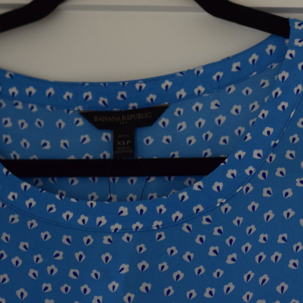 🌼 NWT Banana Republic Blue‎ Blouse – Petite XS 🌼 - Picture 5 of 12